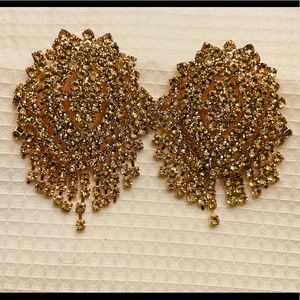 Chunky gold stone earrings. Party wear. Indian style